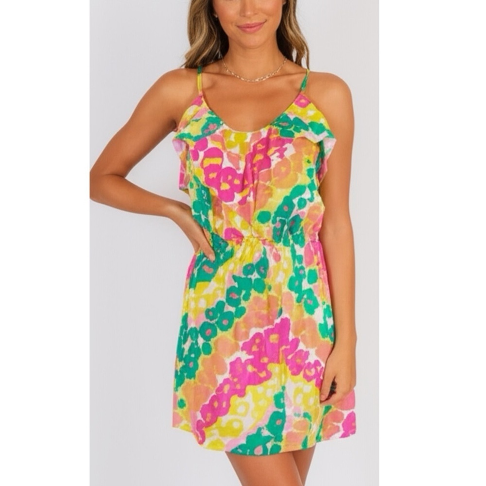 BRITT RYAN Silk Floral Multi Halter Cocktail Dress Sleeveless Sz Small MSRP $300